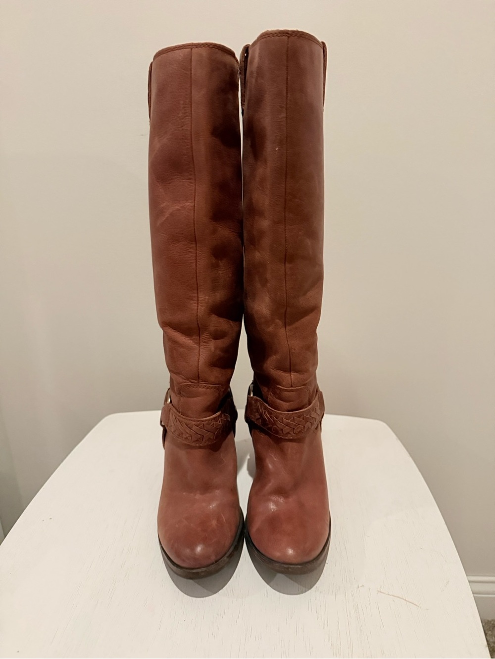 Lucky Brand Cognac Knee-High Leather Boots Women's 8